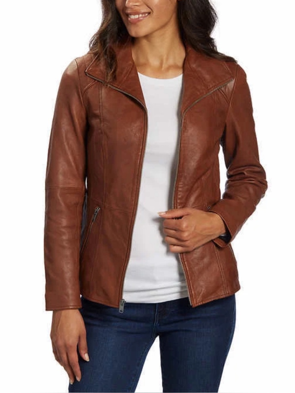 Marc New York Women's Leather Zip Jacket - Cognac